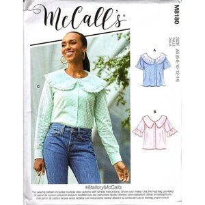 McCall's M8180 Misses 6 to 14 Button FrontTops Uncut Sewing Pattern New